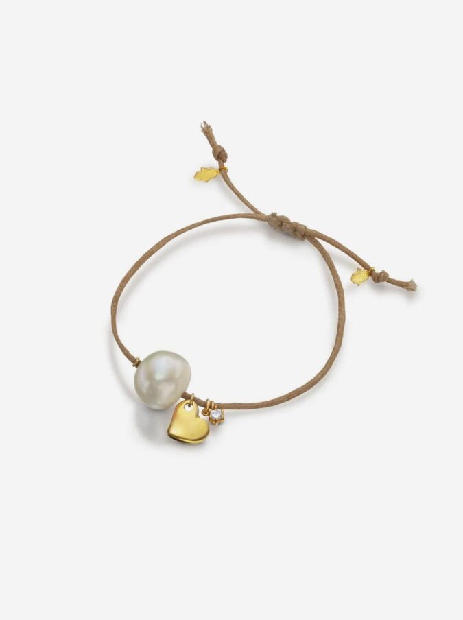 צמיד Pearl and a Heart חום