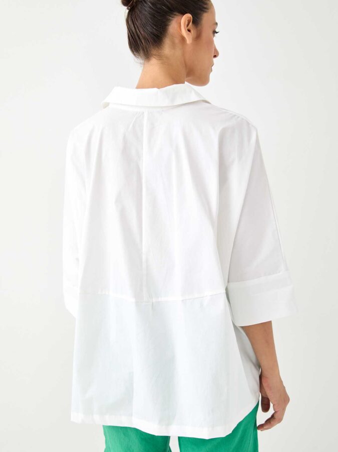 חולצת רונית לבנה מכופתרת oversize‏