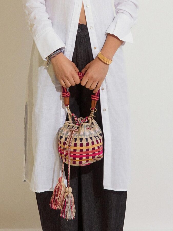 תיק Crossbody M ידית מקרמה ורוד